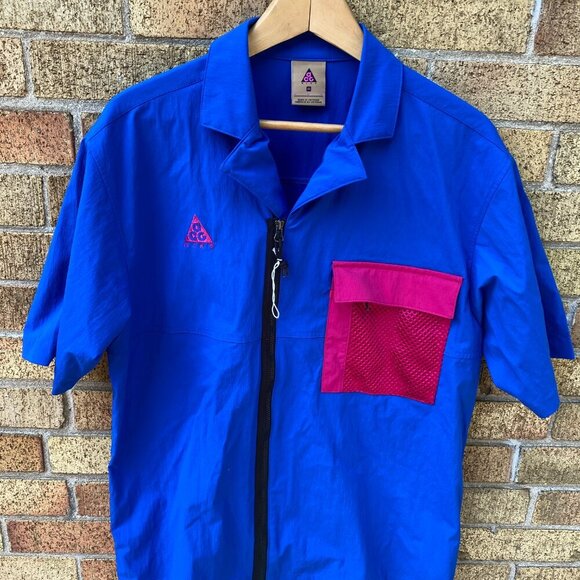 Nike ACG Short Sleeve Shirt Jacket Game Royal/Sport Fuchsia Medium - Picture 5 of 6
